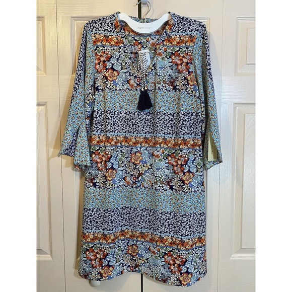 Womens Tunic Dress 12 Versona 3/4 Bell Sleeves NEW - Picture 1 of 12